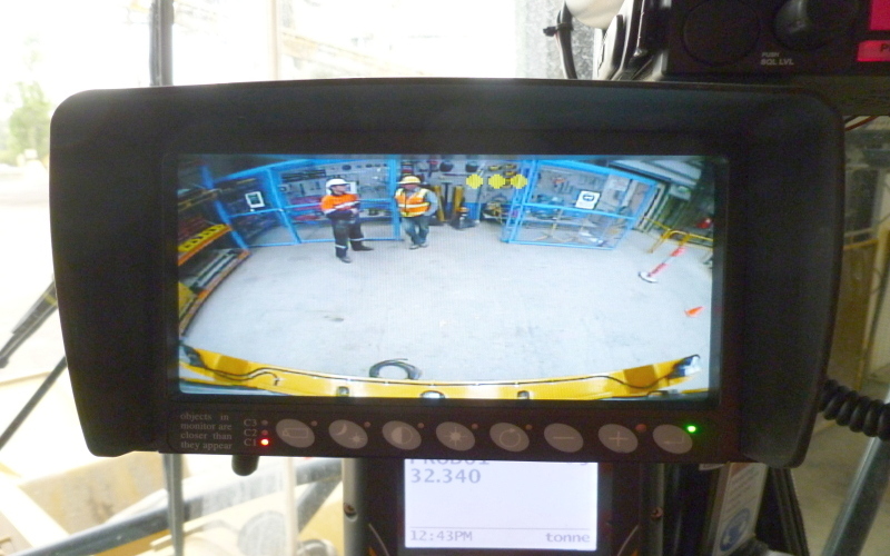 RLED Monitor Viewing of Rear Camera and Radar Indication (yellow doted scale)